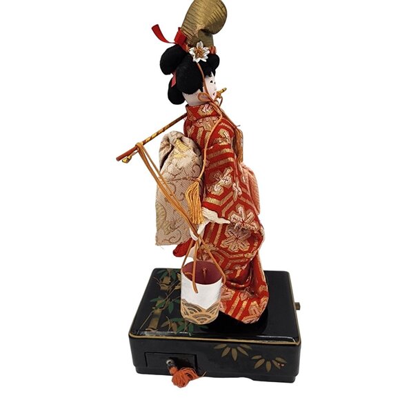 Vintage Japanese Geisha Doll with Working Music Trinket Box Plays La Vie En Rose - Picture 3 of 16